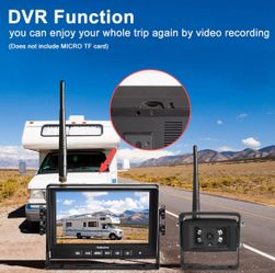 Haloview MC7108 Wireless RV Backup Camera System 7'' Monitor Built in DVR Rear View Camera with Infrared Night Vision and Wide Viewing Angle for Truck