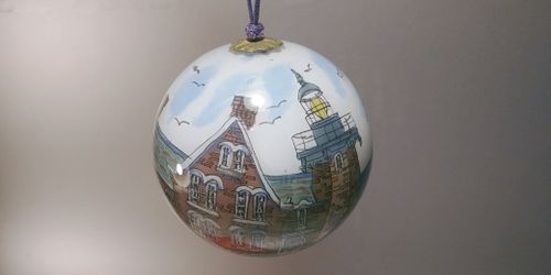 Vintage Block Island 1873 Lighthouse Collector's Christmas Ball Ornament
