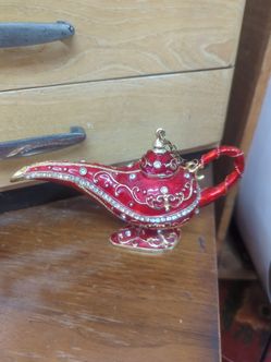 Enamel jewels genie lamp trinket box