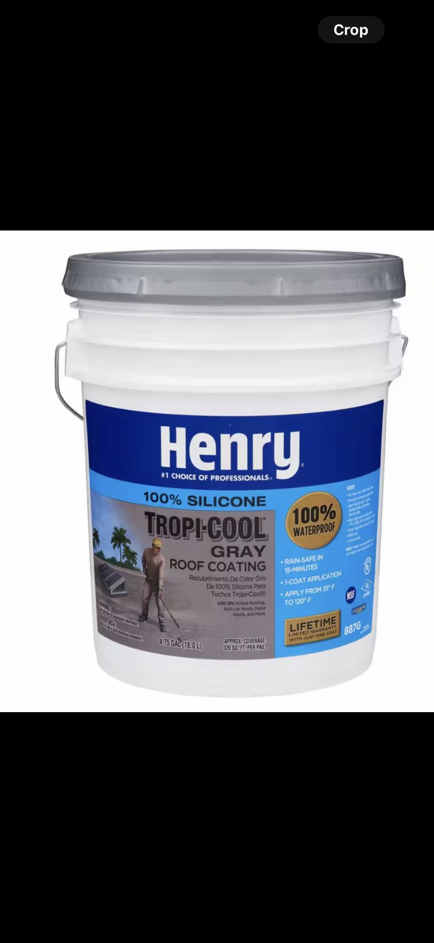 887G Tropi-Cool Gray 100% Silicone Reflective Roof Coating 4.75 gal
