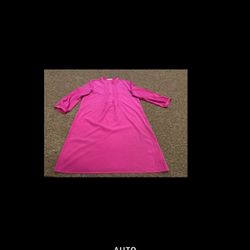 EUC Gap Pink Solid Crew Neck Long Sleeve Pullover Dress L button up front cute
