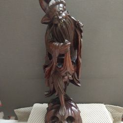 Antique Chinese Hardwood Figurine 16"