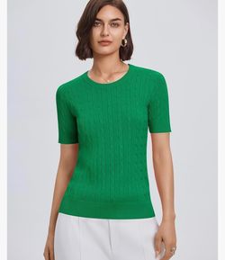 New Emerald Green Cable Knit Blouse XL | Boutique Style