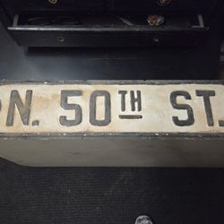 Antique Steel Heavy Street Sign From Phoenix 50th St