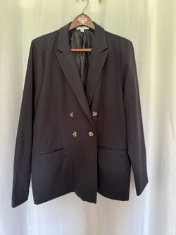 Black Double-Breasted Blazer with Gold Buttons