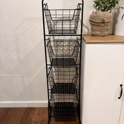 4 - Tier Standing Wire Basket Black