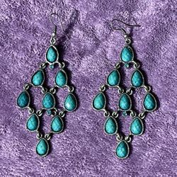 Chandelier (turq.  blue/silver)Earrings 