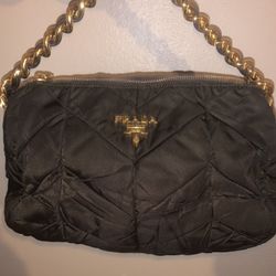 Prada Black Quilted Bag Nylon Chain