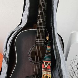 lotmusic 41 Inch Acoustic Guitar Full-size Dreadnought Professional Cutaway Folk Guitarra Bundle 6 Metal Strings with Beginner Kit (Gig Bag, Tuner, St