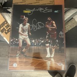 Certified PSA LARRY BIRD and Dr. J Autographed 16x20