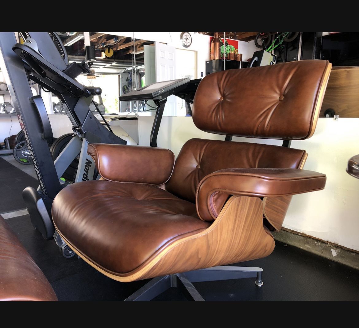 Genuine Full Grain Leather Herman Miller Style Eames Lounge Chair