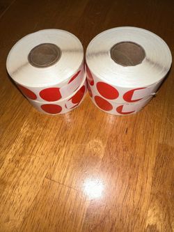 Red Round Color Coding Dot Stickers Rolls