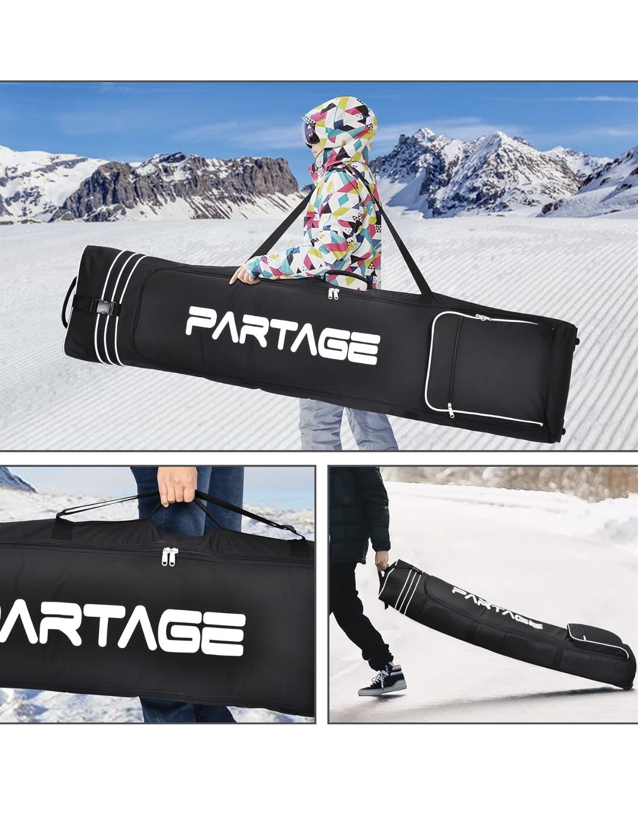 Snowboard Bag with Wheels, Snowboard Bag for Air Travel, Adjustable Length Up...