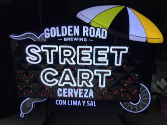 🌟 Golden Road Street Cart Cerveza Led Beer Sign Bar Light
