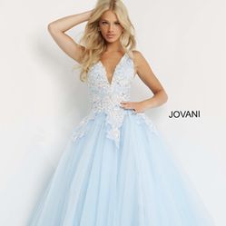 Jovani original. Light blue prom ballgown. Size 4 in great condition, worn once for 4 hours.