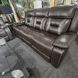 Brand New Gray Or Brown Soft Gel Leather Manual Reclining Sofa (82" x 37" x 41" H)