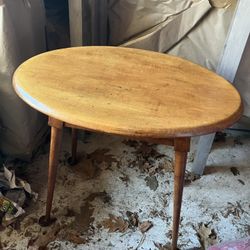 Old Wooden Oval Side Table 