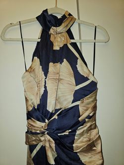 Navy/Floral Satin Maxi Dress – XS – NEW WITH TAGS