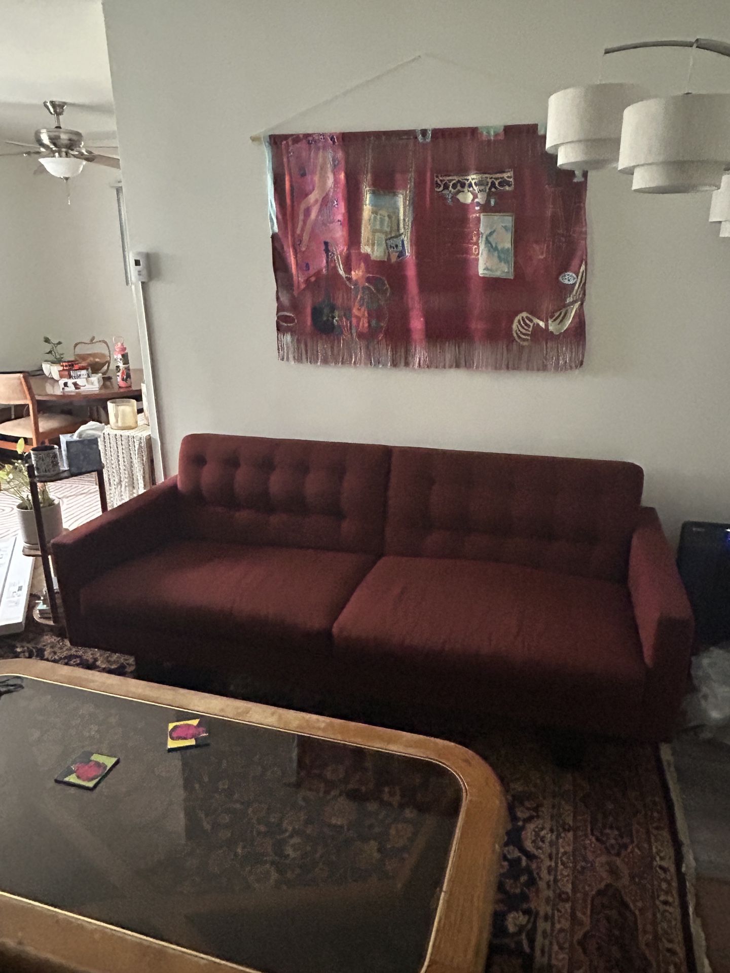 Burgundy 78” Room & Board apartment sofa