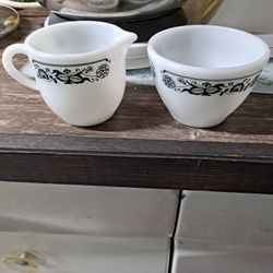 Vintage  Corningware Cream And Sugar