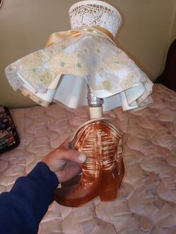 Lamp glass cowboy boots possibly porcelain