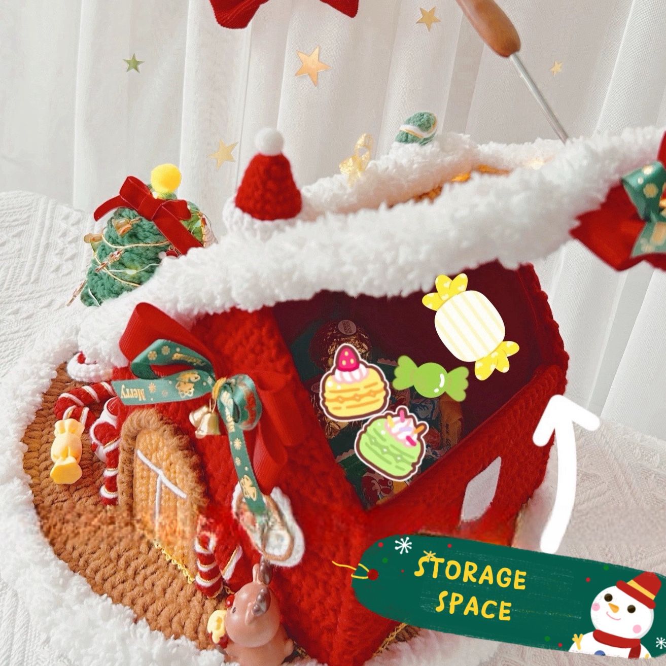 【Custom】Crochet 3D Christmas Gingerbread House with Light