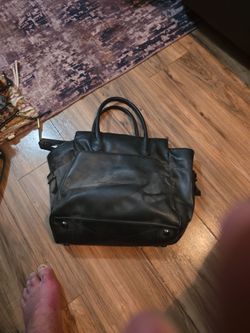 Black Leather Tote Handbag REED