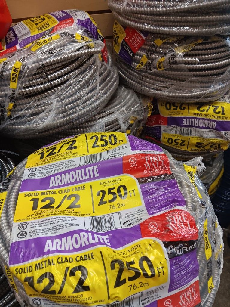 new MC metal clad cable 12/2 250ft $180 each roll