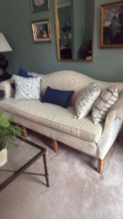 Camelback Sofa with Wood Legs