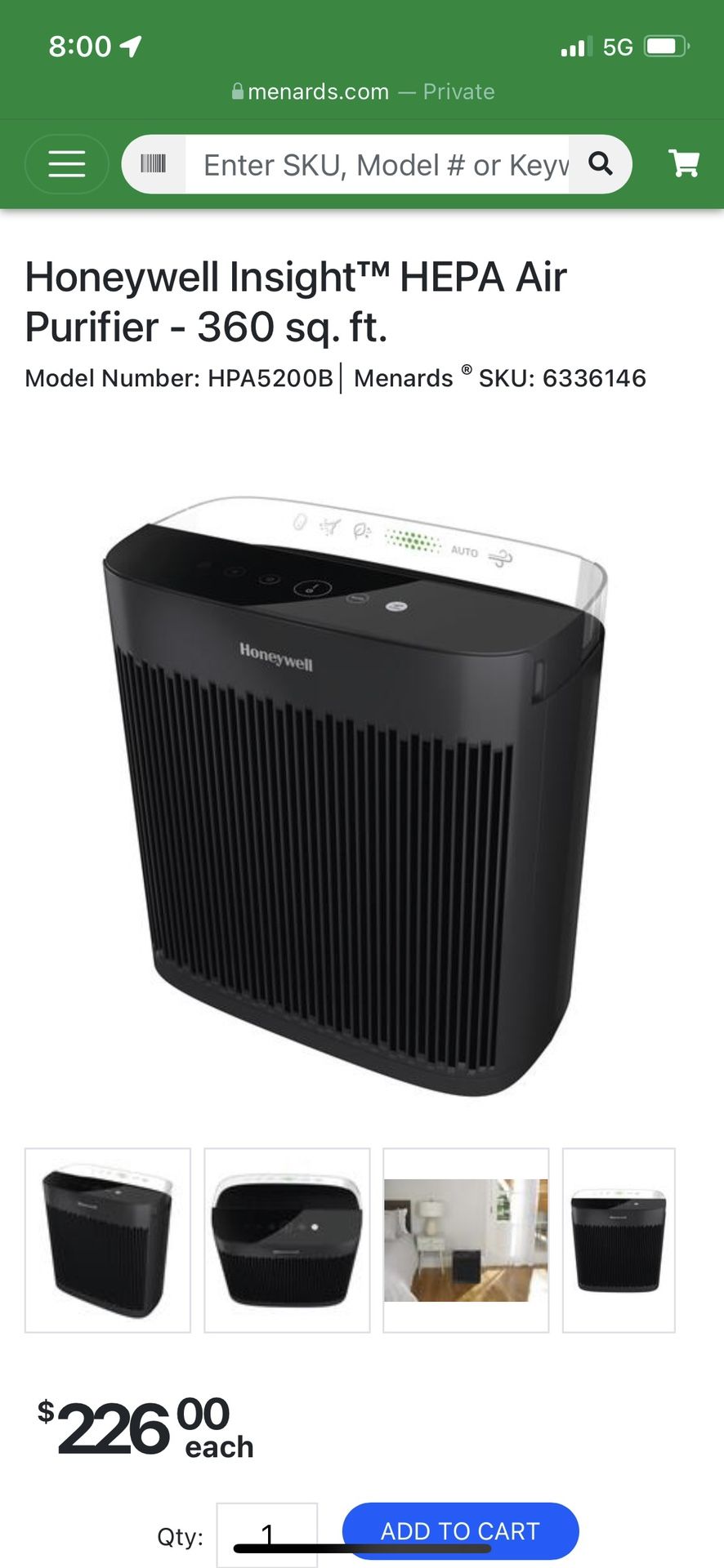 Honeywell air purifier menards deals