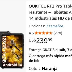 OUKITEL RT3 Pro Rugged Tablet – 8-inch HD Industrial Android 14 Tablet, 16GB+128GB (1TB expandable), 5150mAh battery, 16+8MP camera, IP68 and IP69K ra