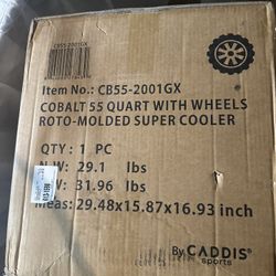Cobalt 55-Quart Wheeled Roto-Molded Cooler – Graphite – Brand New Sealed