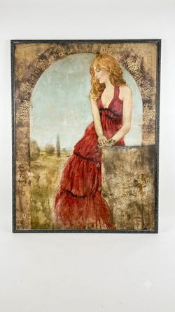 Woman in Red on Balcony