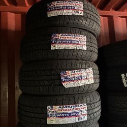 SET OF FOUR NEW TIRES 215/60/16 AMERICAN ROADSTAR INCLUDING MOUNT AND BALANCE, ASK ME FOR SIZES AND BRANDS