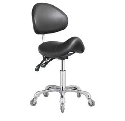 TIMARIZE Ergonomic Saddle Stool with Adjustable Height & Backrest, 360° Swivel Rolling Wheels for Office, Dental, Salon Spa, Tattoo - Support for Esth