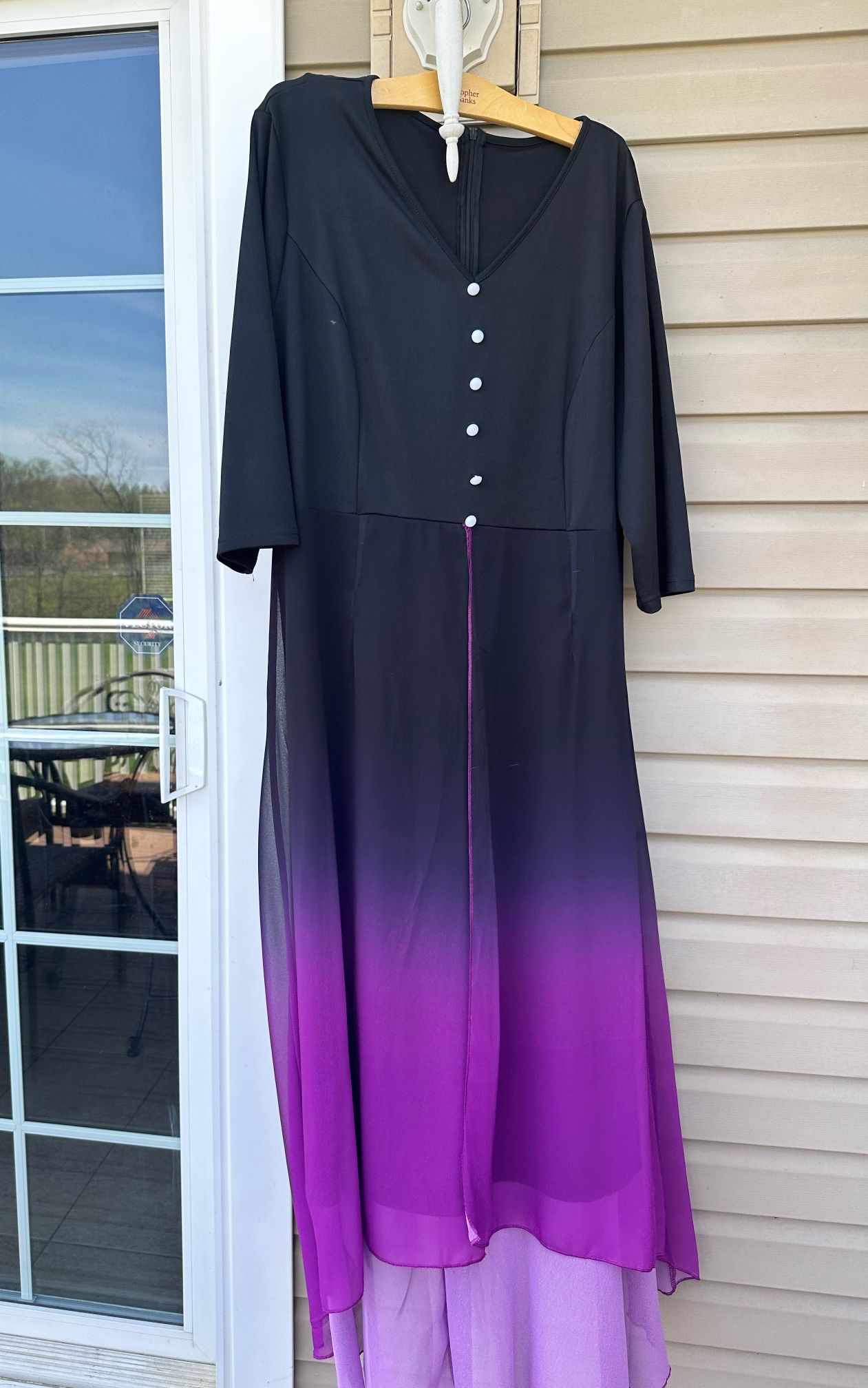 NWOT! Rotita Asymmetrical Hem Plus Size 2X Black & Ombré Purple DRESS. beautiful.