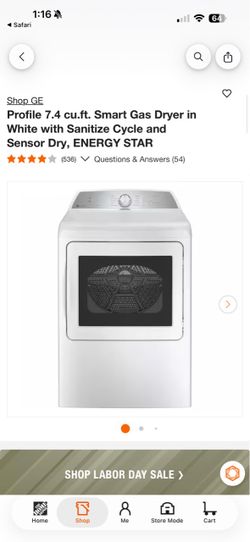 GE White GAS DRYER