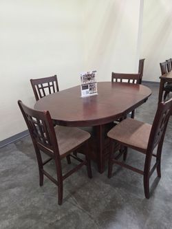 Brand New Dark Walnut 5pc Counter Height Dining Table Set