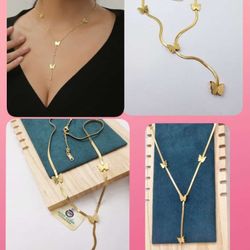 Butterfly Necklace Plated Gold
