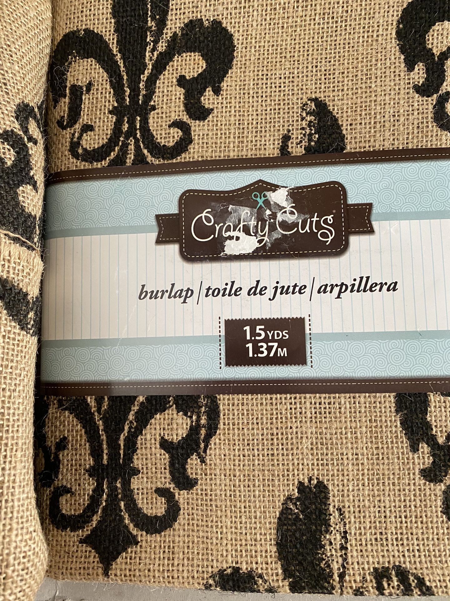 Burlap Fleur Di Li Fabric