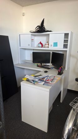 white office desk