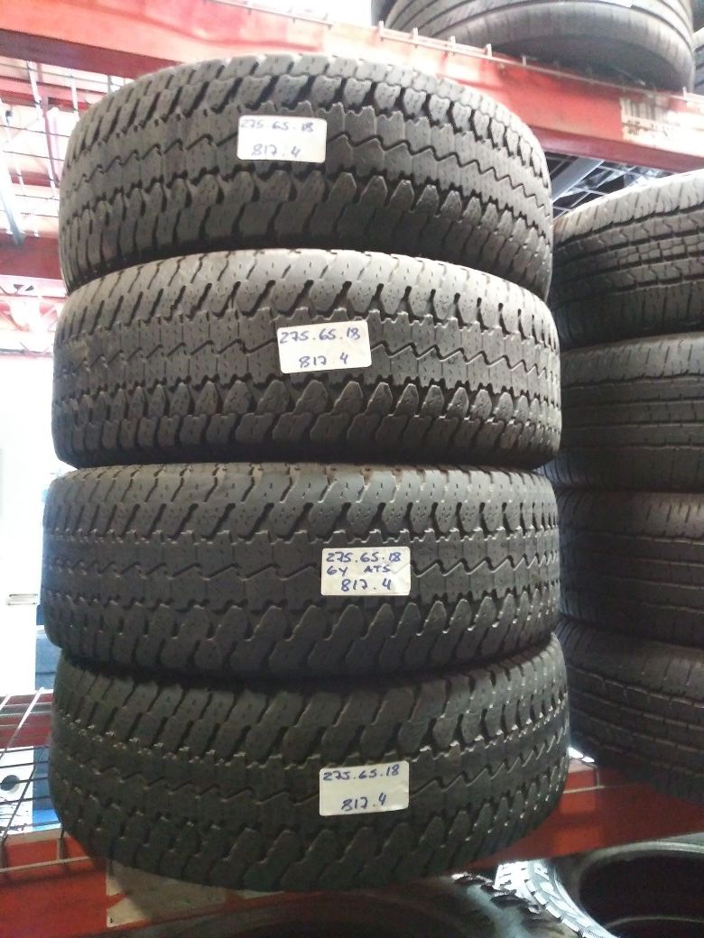 P275/65R18 GOODYEAR WRANGLER ATS 275/65R18 MATCHING USED TIRES SET 275 65  18 for Sale in Fort Lauderdale, FL - OfferUp