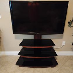 47 Inch Sanyo TV Mounted On Swivel Mount Stand 