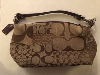 Coach signature patchwork w/purple leather pouch