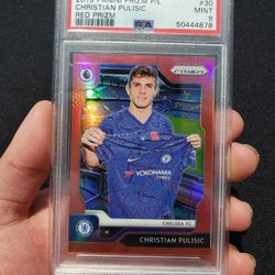 2019 Panini Red Rookie Prizm EPL Soccer #30 Christian Pulisic /149 PSA 9 RC