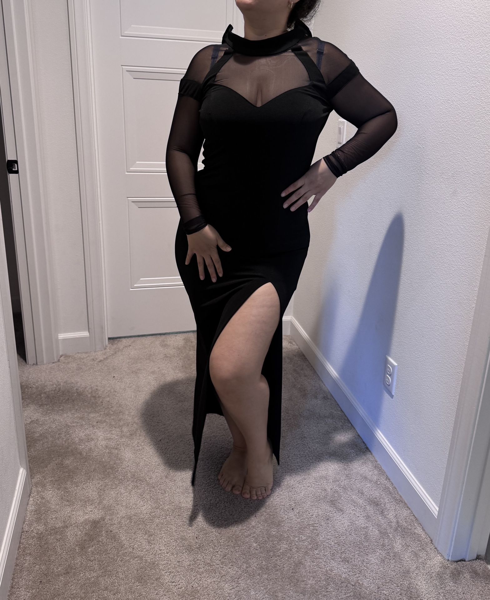 Vintage Night Way Collections Black Mesh Evening Gown, Illusion Neckline -  cruiseboatoman.com