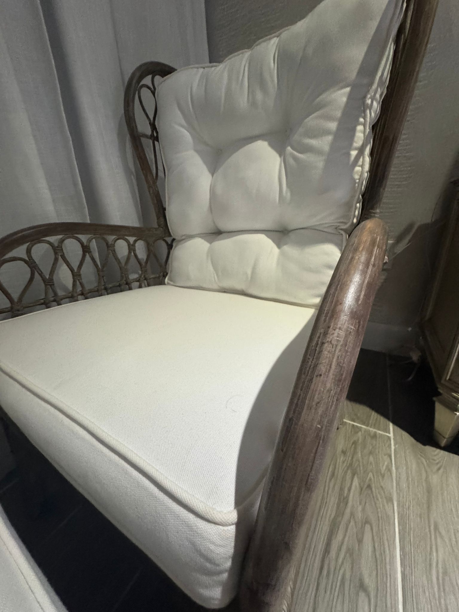 Rattan Accent Chair & Ottoman