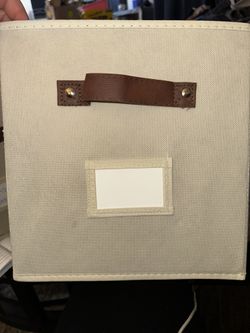 5 Beige Fabric Storage Cubes w/ Handles