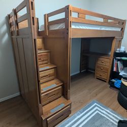 Loft Bed (Twin) with Desk And Stair Drawers