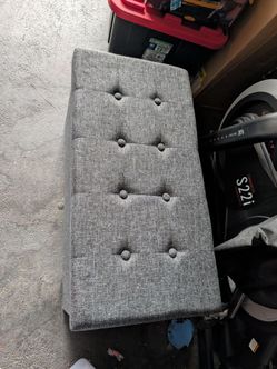 Gray Tufted Fabric Storage Ottoman